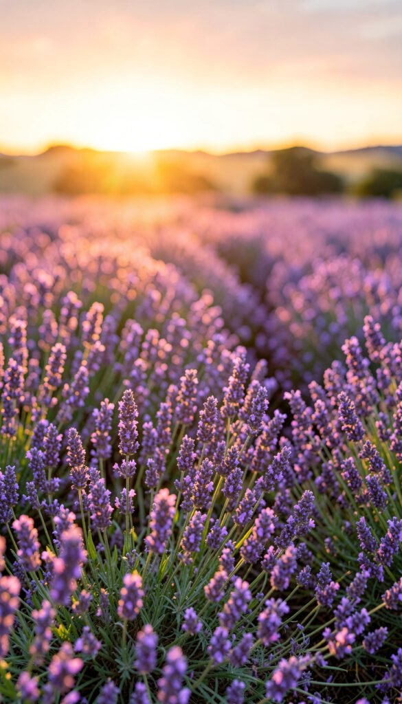 Lavanda en el atardecer - Imágenes de flores naturales 4K