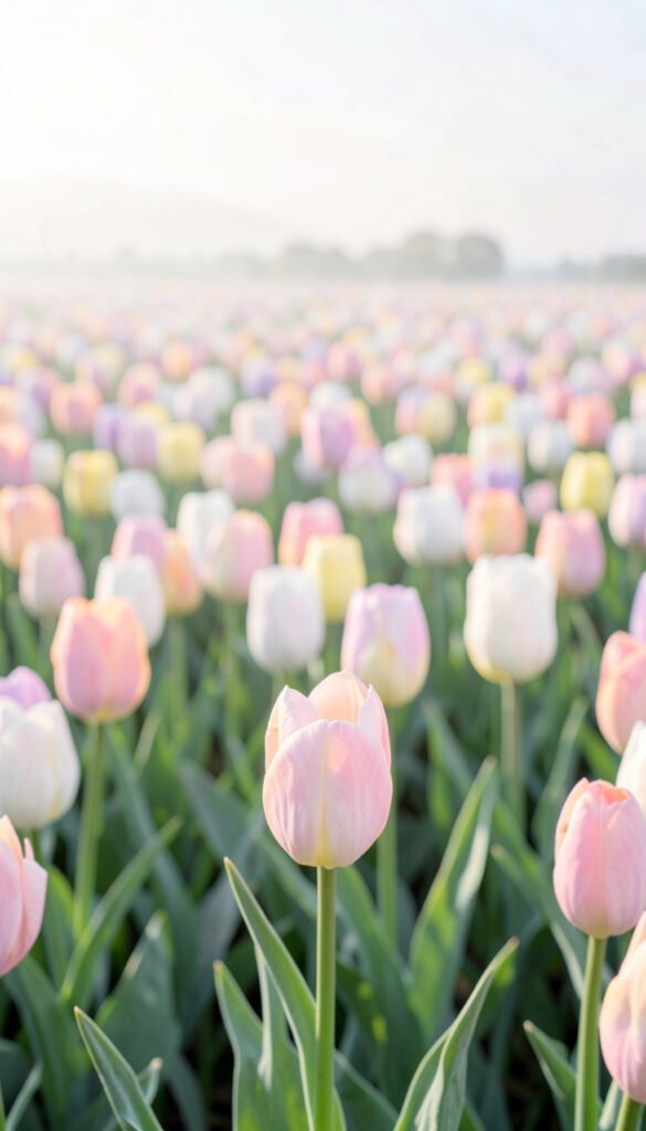 Campo de Tulipanes Pastel - flores lindas y románticas