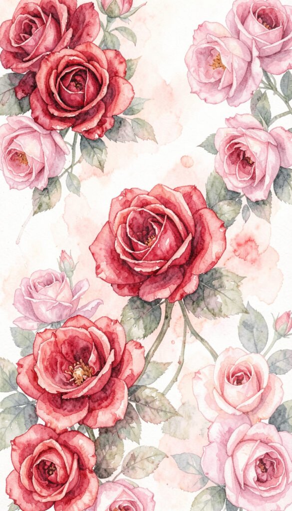 Rosas en Acuarela - Flores Hermosas y Elegantes para