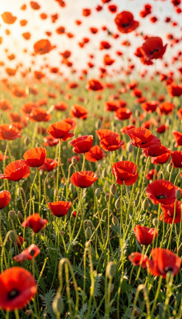 Campos de Amapolas Rojas - Flores Naturales con Colores Increíbles