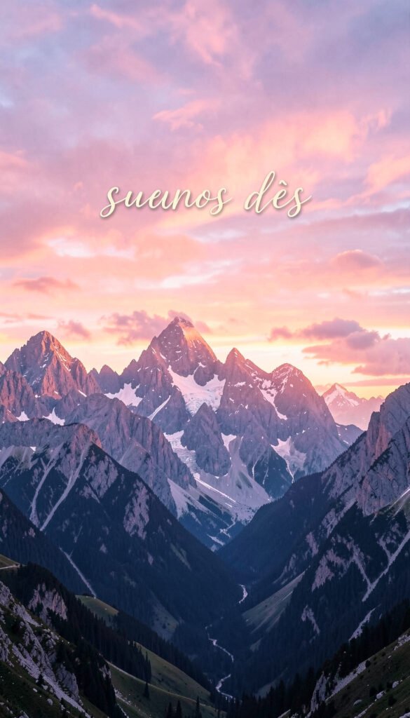 Montañas y cielo rosado - imágenes de buenos días