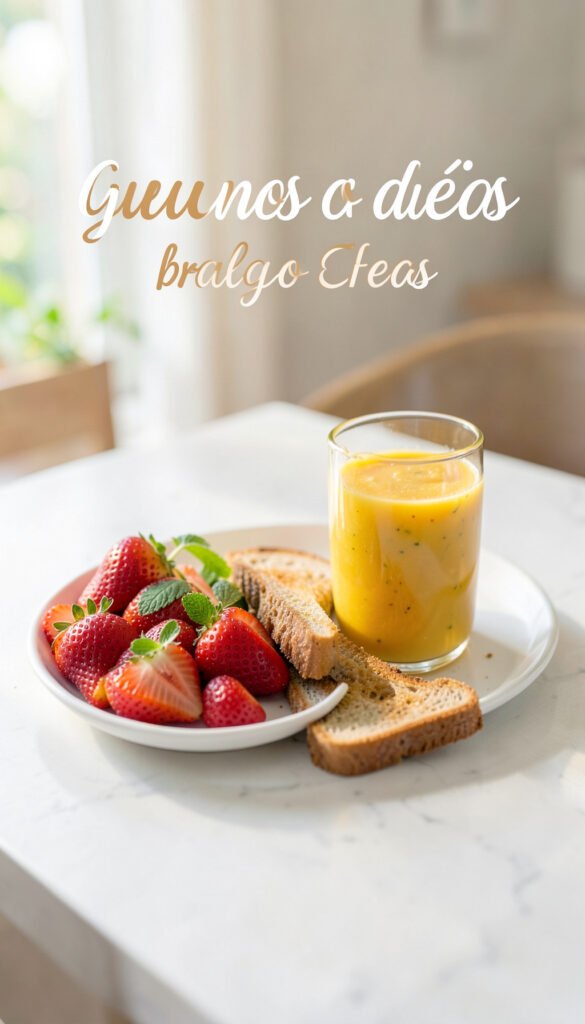 Desayuno saludable y frase alegre - imágenes de buenos días
