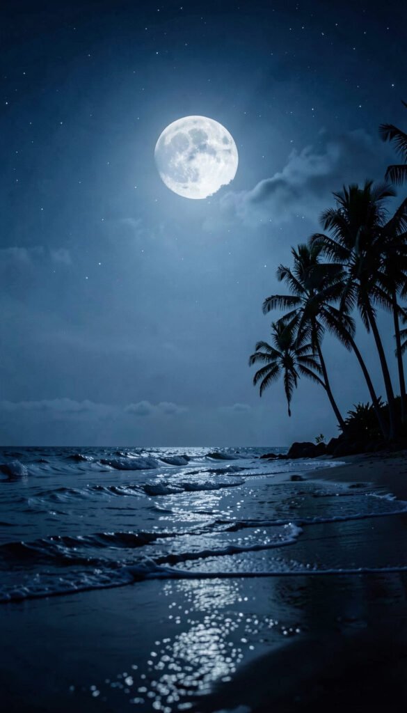 Paisaje de Playa Nocturna - Imágenes de Buenas Noches para