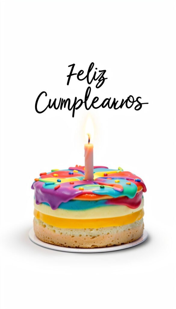 Tarta Colorida Minimalista - imágenes de feliz cumpleaños