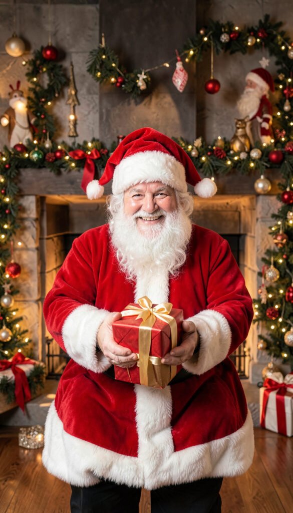Santa Claus en Acción - imágenes de Navidad gratis