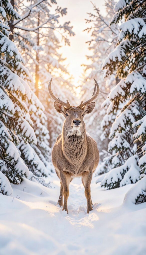 Ciervo en la Nieve - imágenes de Navidad gratis