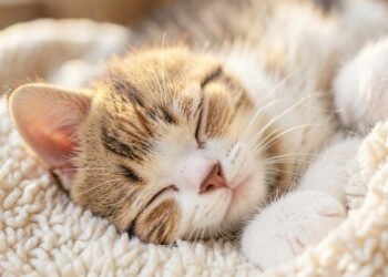 Gatito dormido en una manta suave - imágenes de gatos tiernos HD