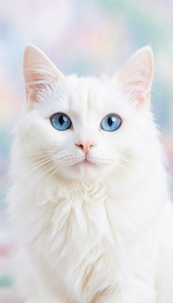 Gato blanco y esponjoso en primer plano - imágenes de gatos tiernos HD