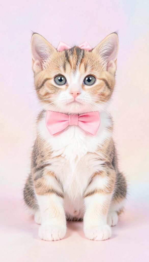 Gatito con lazo rosa - imágenes de gatos tiernos HD