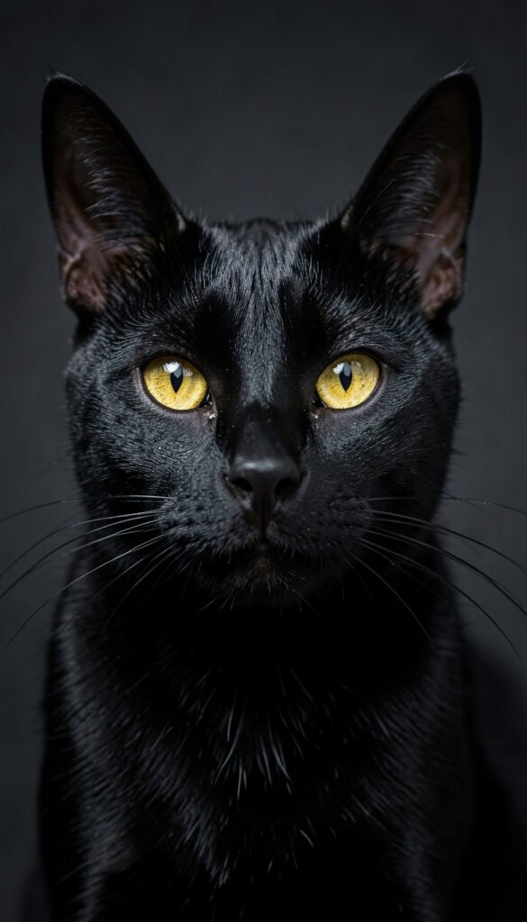 Gato negro con ojos brillantes - imágenes de gatos tiernos HD
