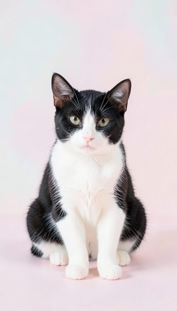 Gato bicolor sobre fondo minimalista - imágenes de gatos tiernos HD