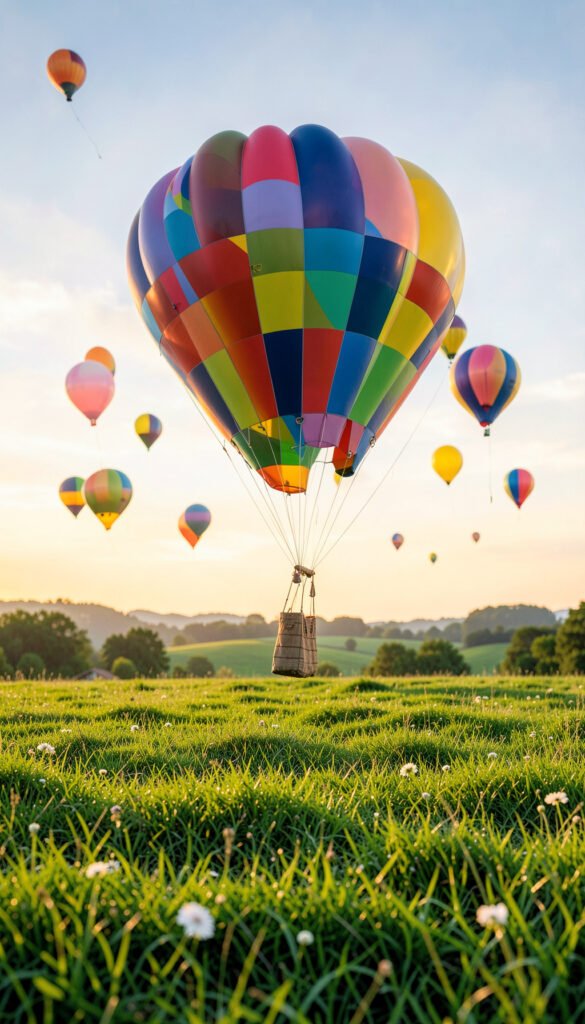 Pradera con Globos Aerostáticos - Fotos de Paisajes Increíbles para