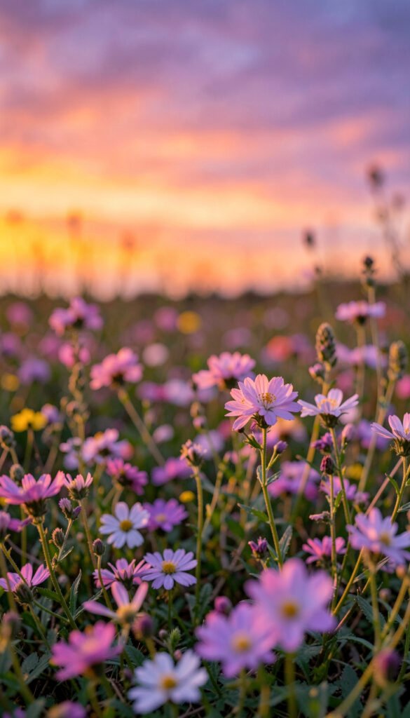 Campo de Flores - Imágenes atardeceres Ultra HD
