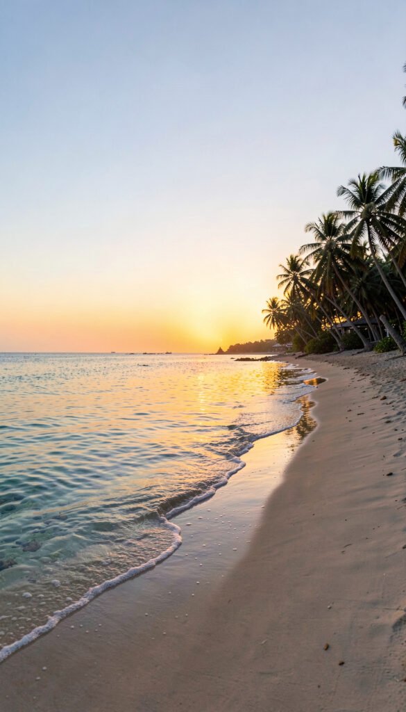Amanecer Dorado en la Playa - Imágenes de Playas Paradisíacas para