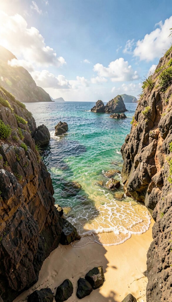 Playa Secreta entre Acantilados - Imágenes de Playas Paradisíacas para