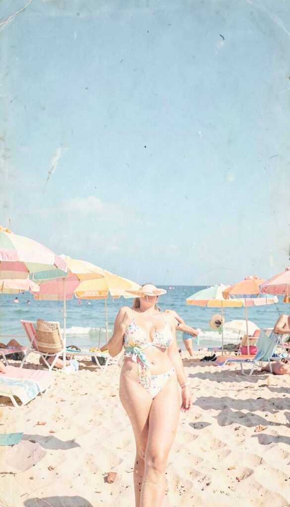 Playa Retro Soleada - imágenes vintage alta calidad
