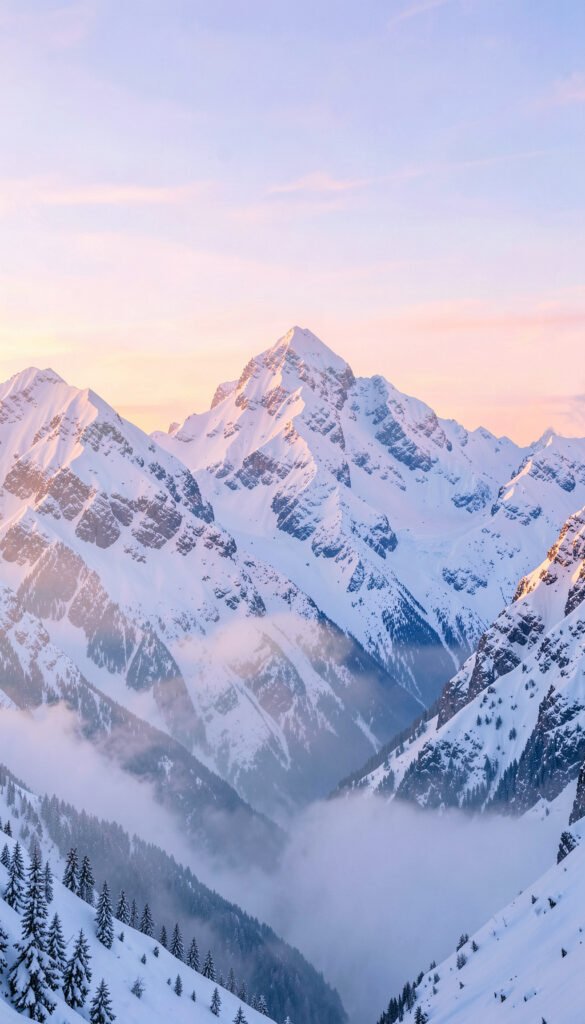Montañas Nevadas al Amanecer - Imágenes hermosas fondo pantalla 4K