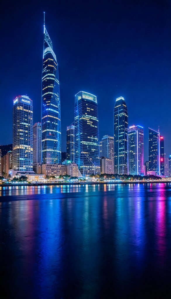 Ciudad Moderna de Noche - fotos bonitas alta calidad