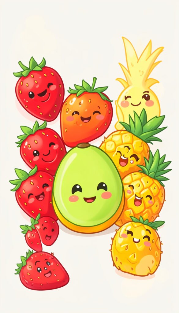 Frutas sonrientes - imágenes kawaii bonitas HD