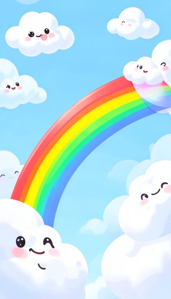 Nubes y arcoíris kawaii - imágenes kawaii bonitas HD