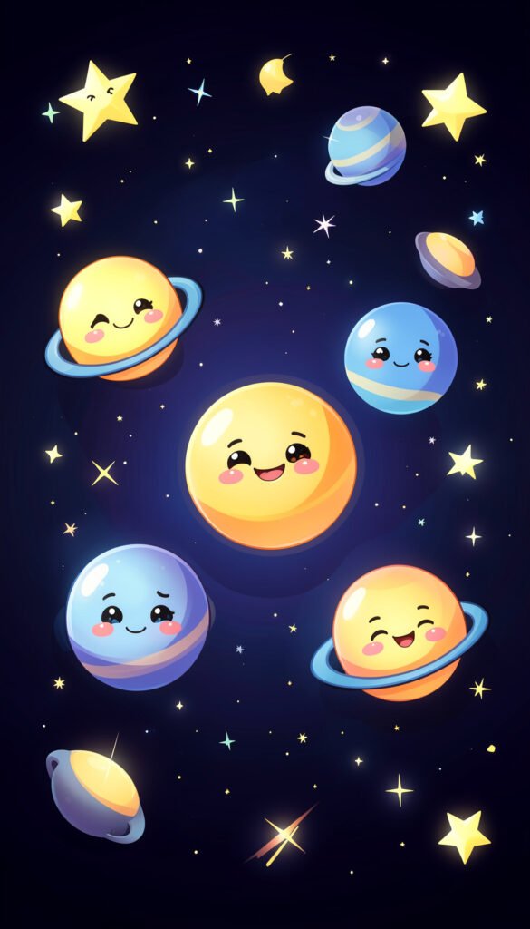 Planetas y estrellas cute - imágenes kawaii bonitas HD