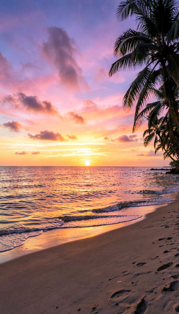 Playa Tropical al Atardecer - imágenes de naturaleza HD