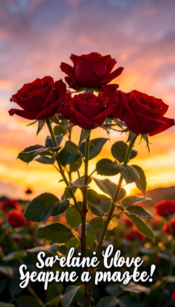 Rosas rojas y cielo al atardecer - Imágenes de Rosas Rojas con