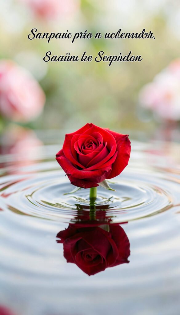 Rosa roja y reflejo en agua - Imágenes de Rosas Rojas con